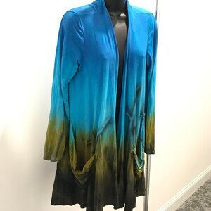 Wearable art: soft Boho ombre tie-dyed sweater jacket, runs large, artsy hippie